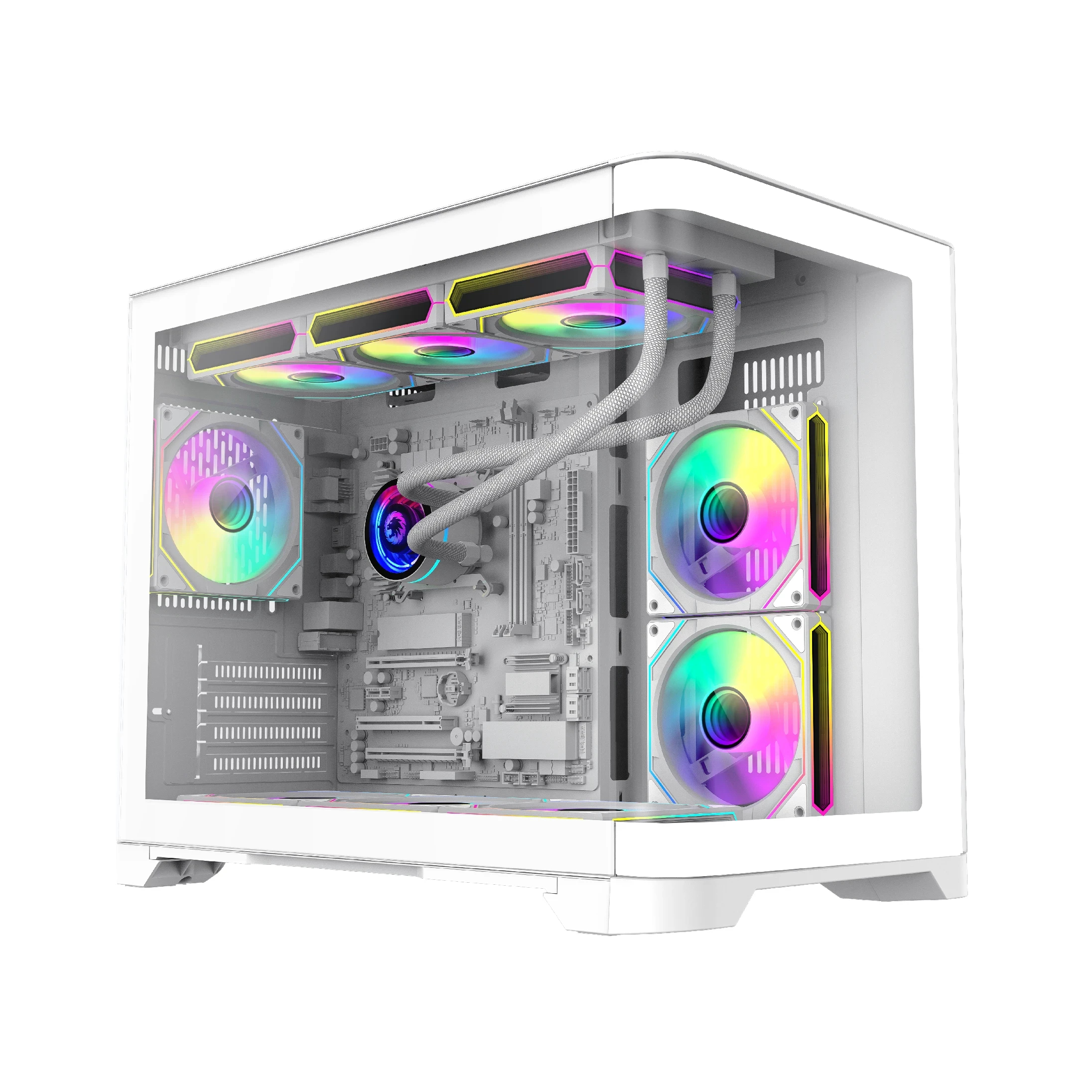 Кутия Gamemax HYPE-M White Case mATX 3 x 120 mm Addressable RGB fans