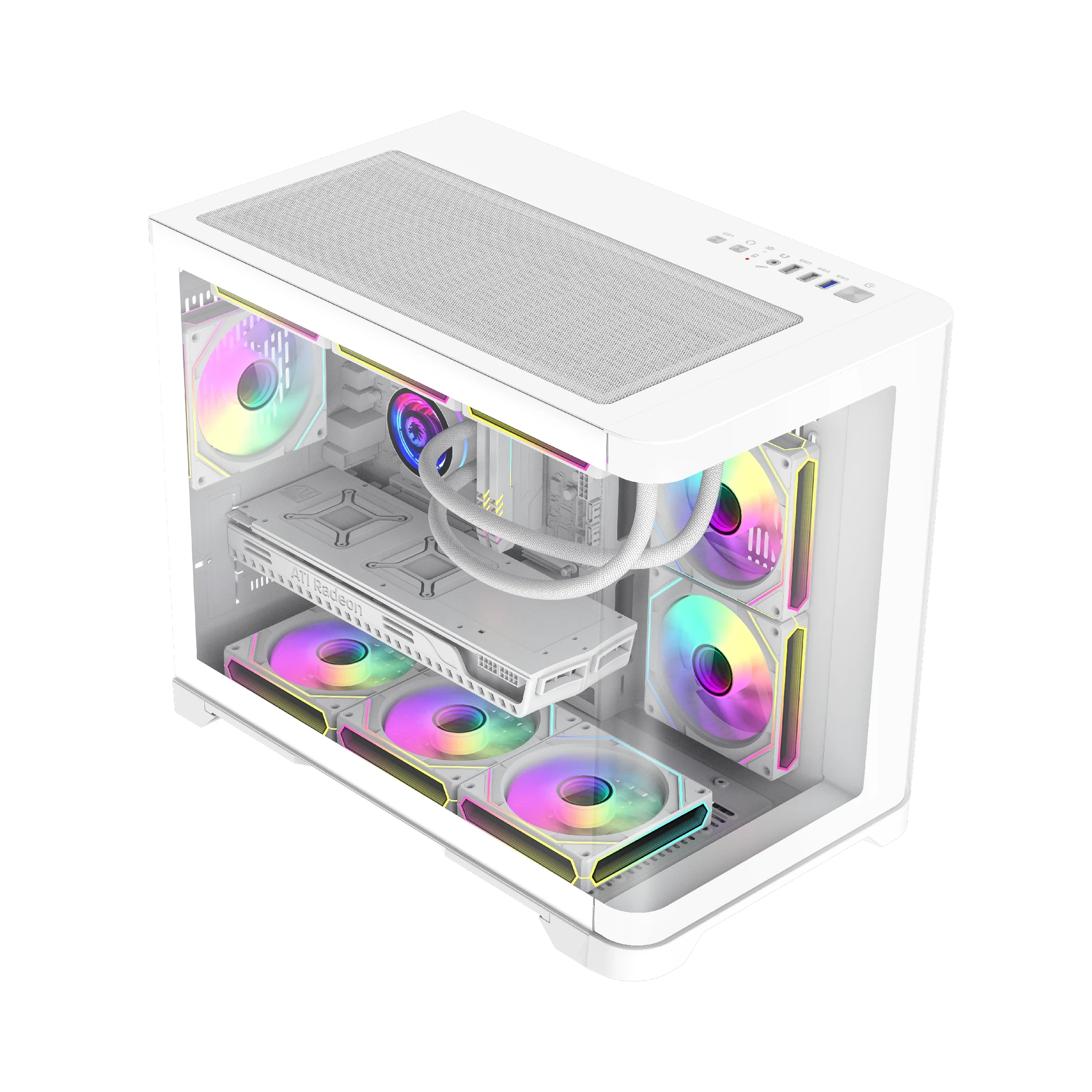 Кутия Gamemax HYPE-M White Case mATX 3 x 120 mm Addressable RGB fans