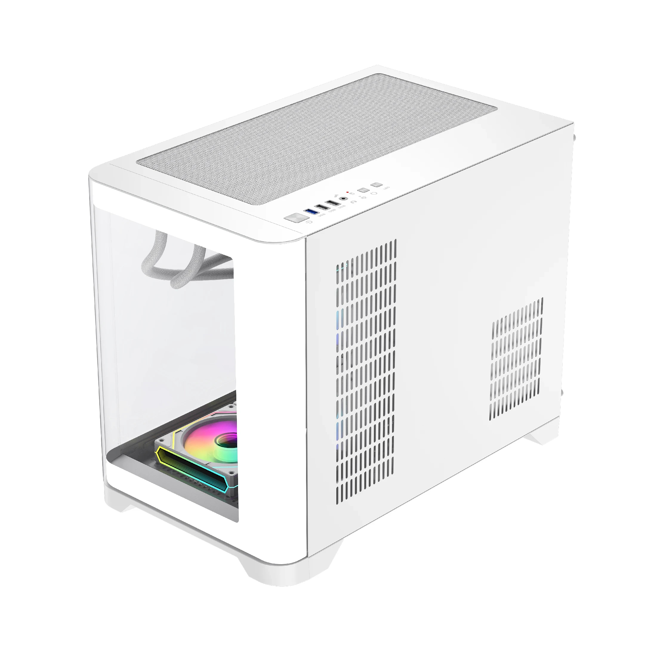 Кутия Gamemax HYPE-M White Case mATX 3 x 120 mm Addressable RGB fans