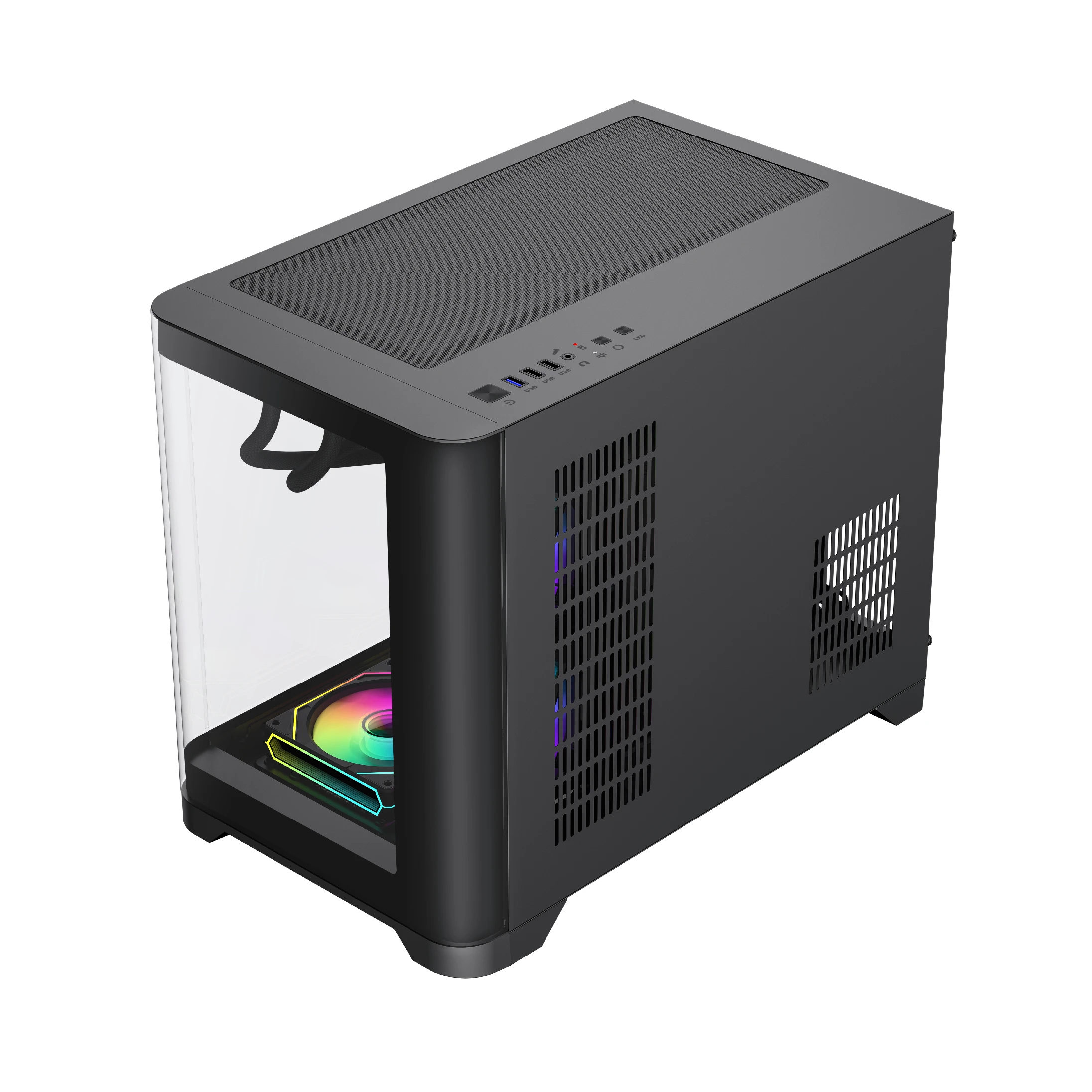 Кутия Gamemax HYPE-M Black Case mATX 3 x 120 mm Addressable RGB fans