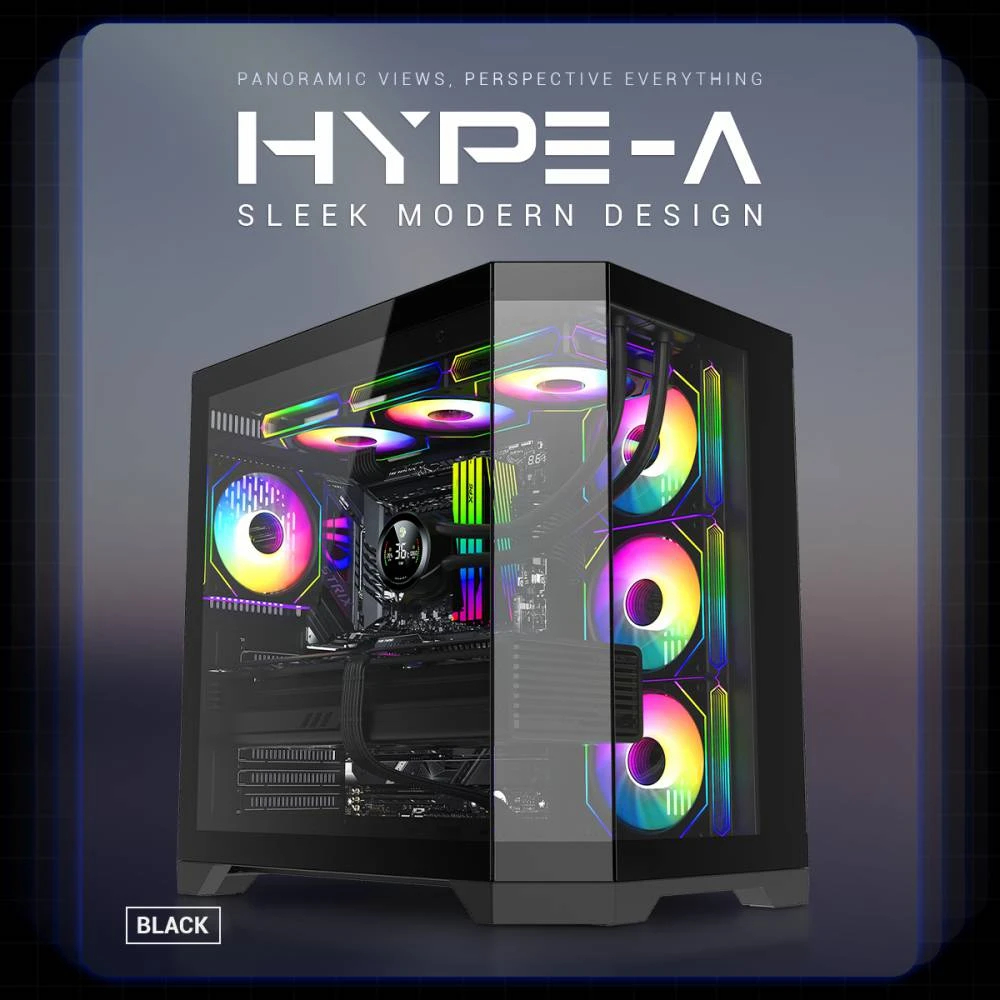 Кутия Gamemax HYPE-A Black Case ATX 4 x 120 mm Addressable RGB fans