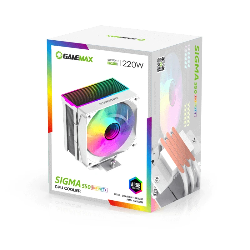 Охладител за процесор Gamemax Sigma 550 Infinity White CPU Cooler ARGB