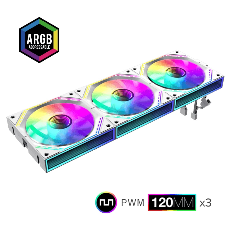  Комплект вентилатори Gamemax FN12A-S3I White Fan Pack 3-in-1 3x120mm Daisy-Chain ARGB