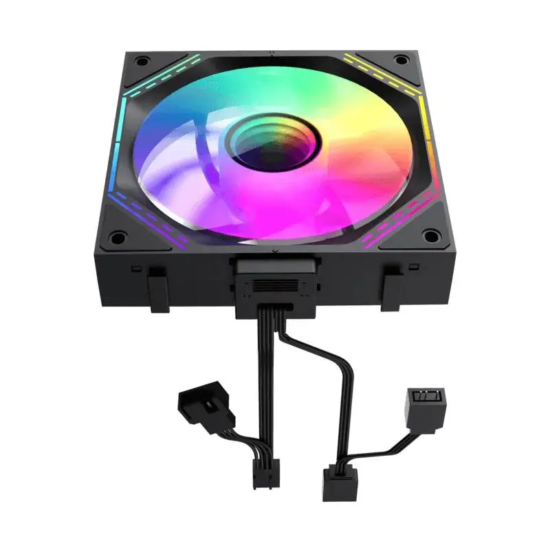 Комплект вентилатори Gamemax FN12A-S3I-R Black Fan Pack 3-in-1 3x120mm Reverse, Daisy-Chain, Addressable RGB