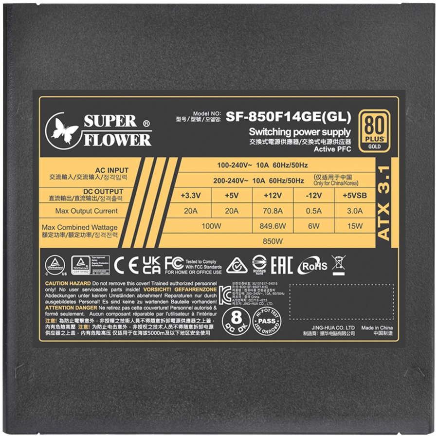Захранване Super Flower Leadex III Gold 850W ATX 3.1, 80 Plus Gold, Fully Modular - SF-850F14GE 
