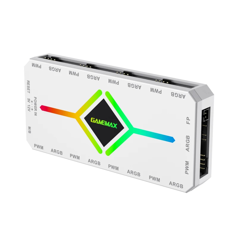 Разклонител за вентилатори Gamemax Fan Hub - V4.0 PWM ARGB Hub + Controller White