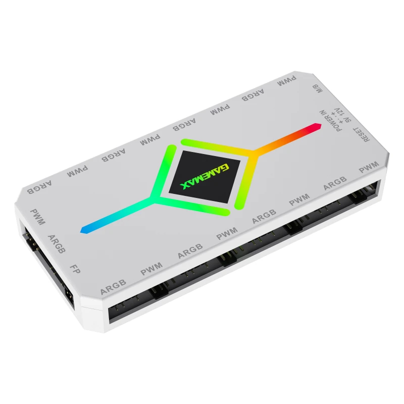 Разклонител за вентилатори Gamemax Fan Hub - V4.0 PWM ARGB Hub + Controller White