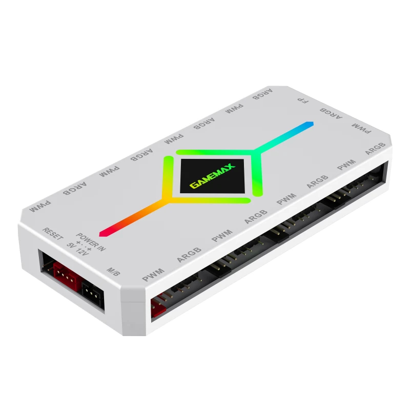 Разклонител за вентилатори Gamemax Fan Hub - V4.0 PWM ARGB Hub + Controller White