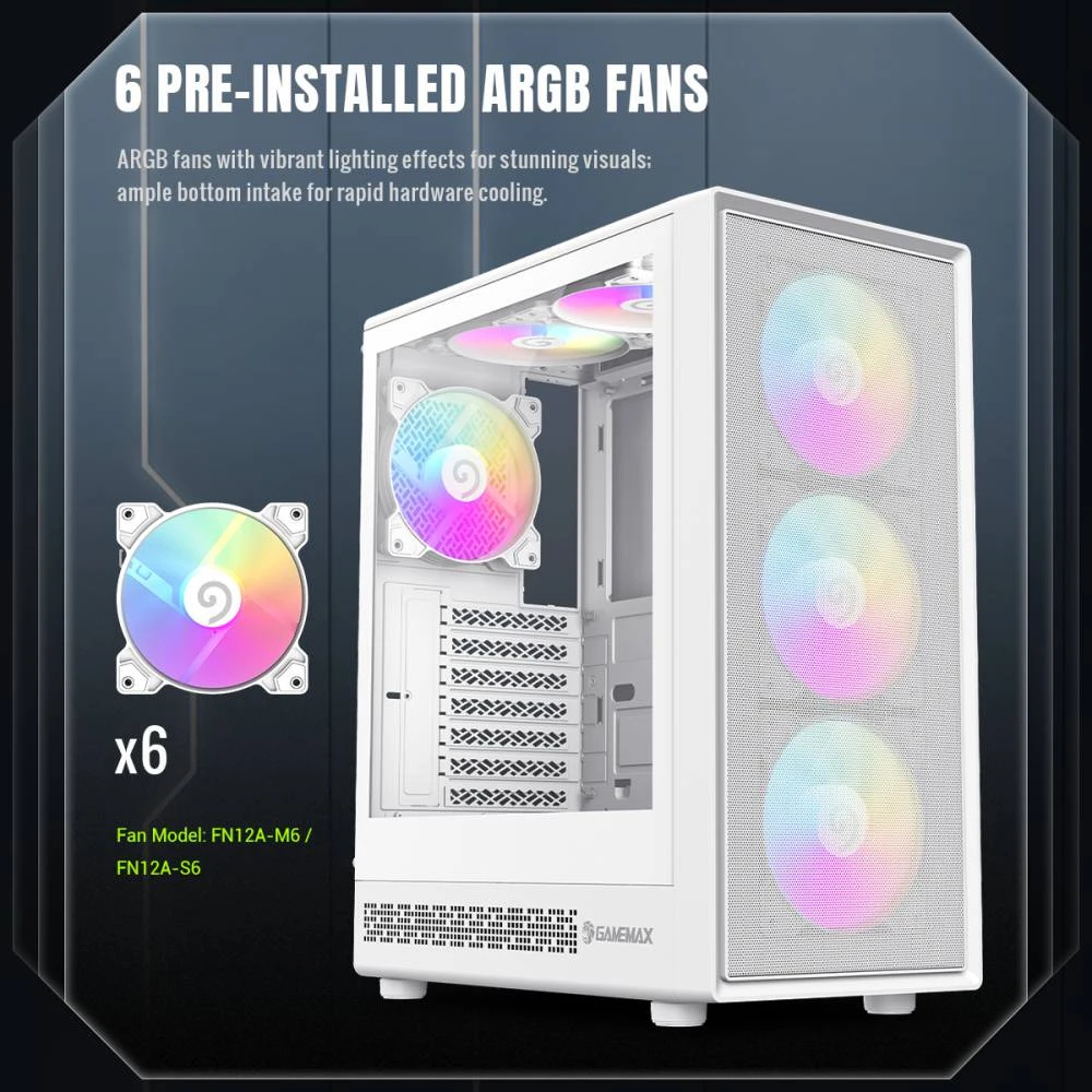 Кутия Gamemax Storm 2 AW Case ATX 6 x 120 mm Addressable RGB fans