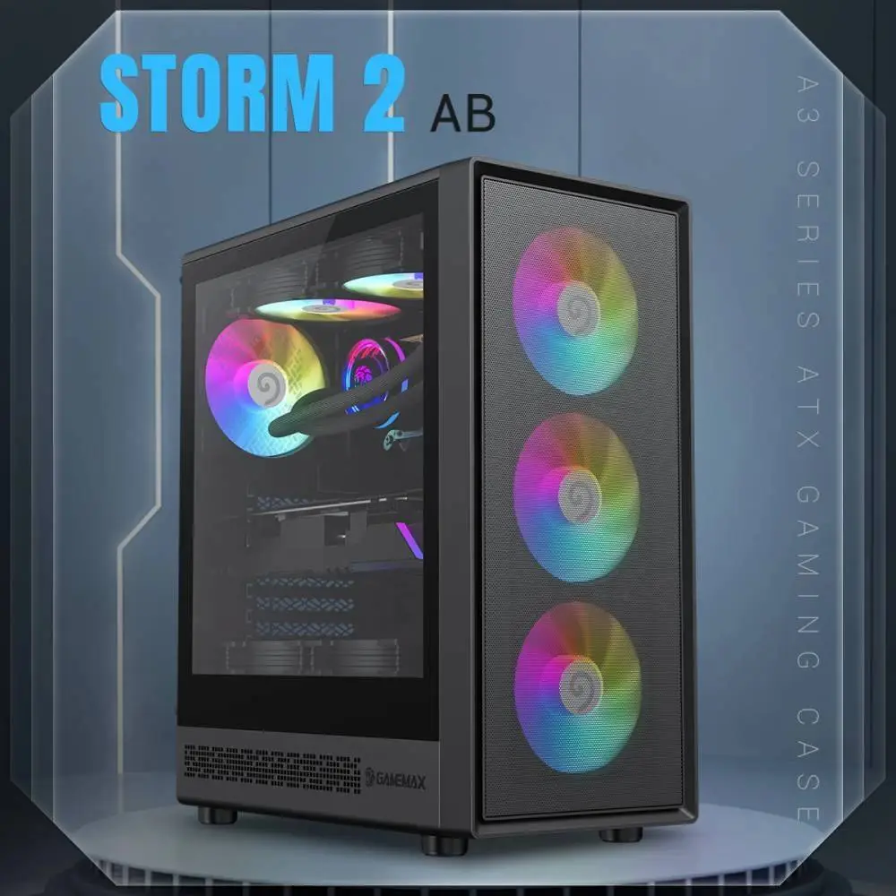 Кутия Gamemax Storm 2 AB Case ATX 6 x 120 mm Addressable RGB fans