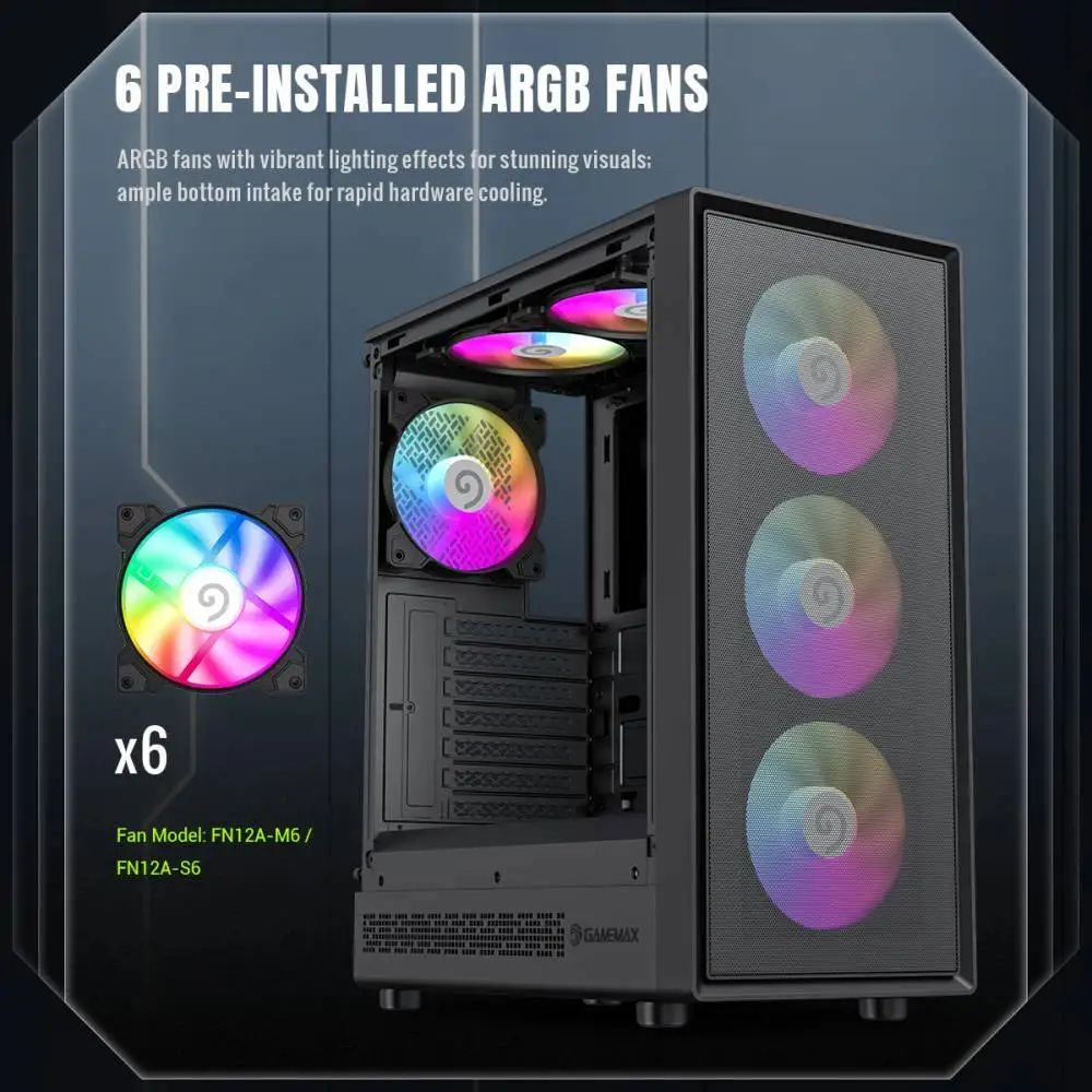 Кутия Gamemax Storm 2 AB Case ATX 6 x 120 mm Addressable RGB fans