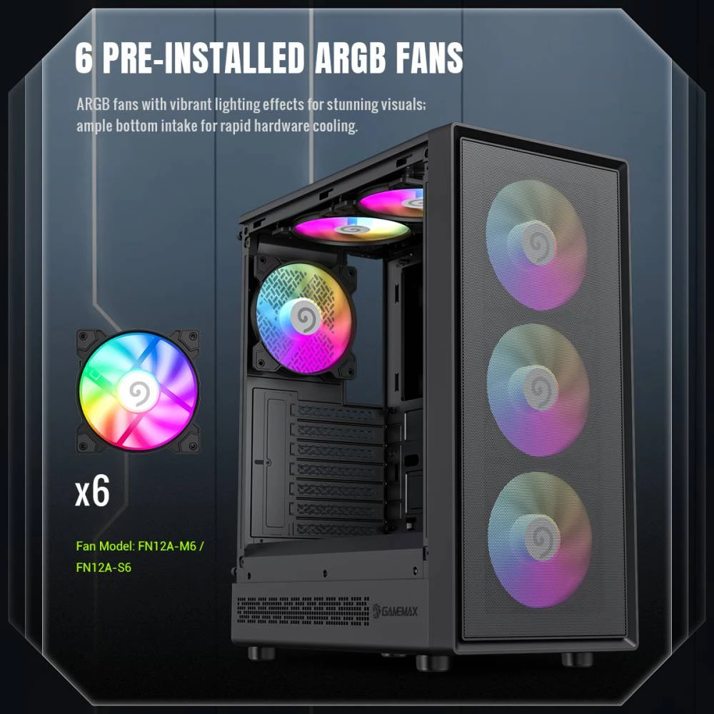 Кутия Gamemax Storm 2 AB Case ATX 6 x 120 mm Addressable RGB fans