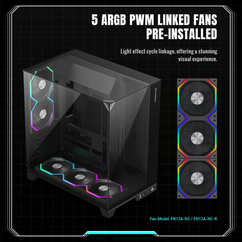 Кутия Gamemax Infinity Pro Black Case ATX 5 x 120 mm Addressable RGB fans