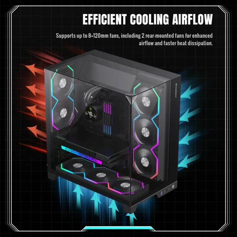 Кутия Gamemax Infinity Pro Black Case ATX 5 x 120 mm Addressable RGB fans
