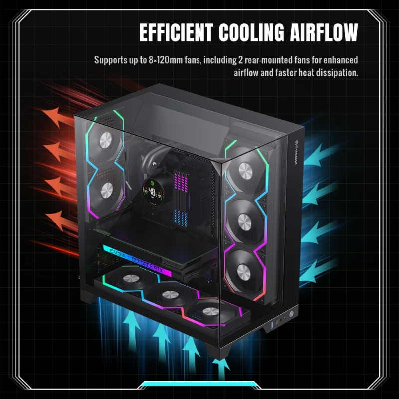Кутия Gamemax Infinity Pro Black Case ATX 5 x 120 mm Addressable RGB fans