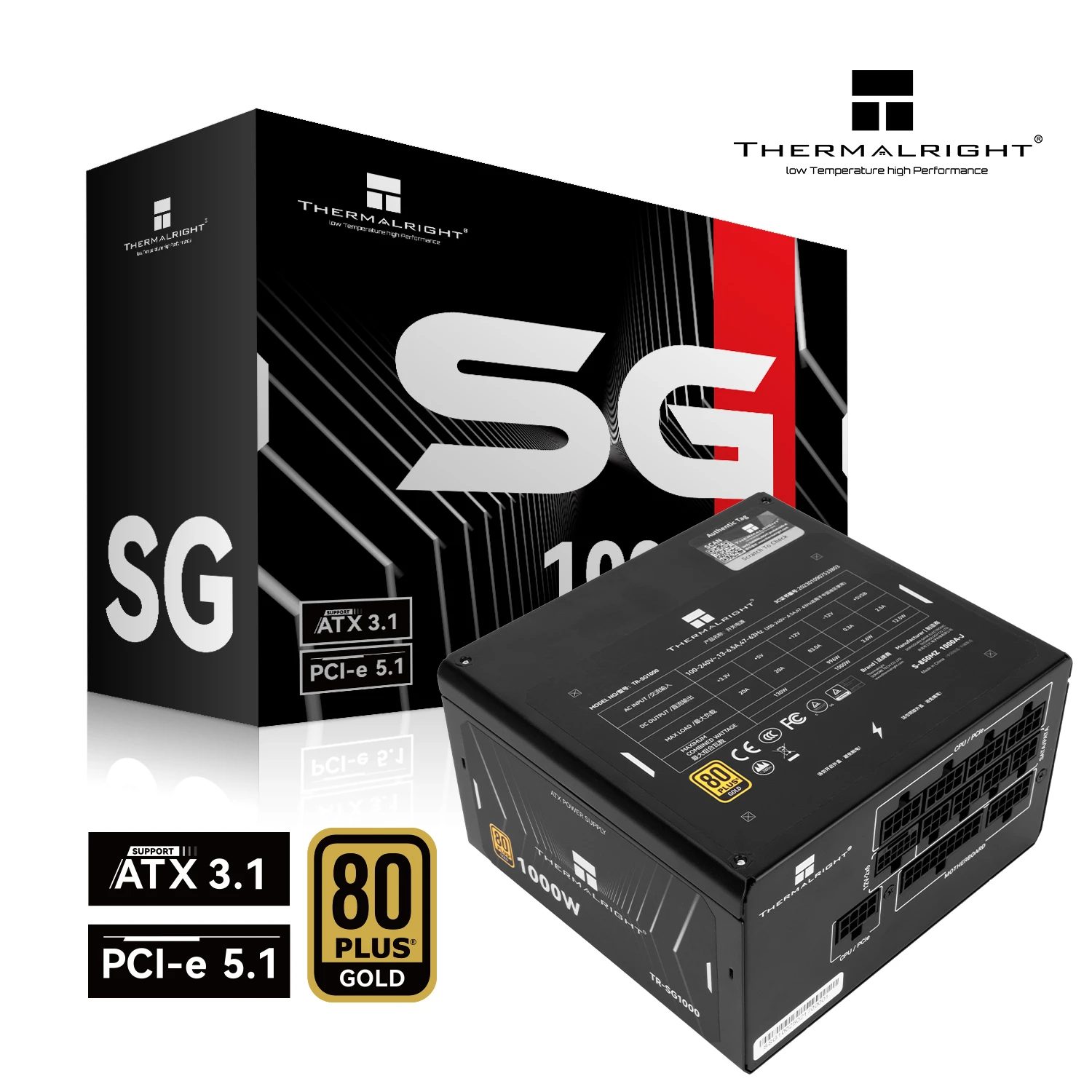 Захранване Thermalright TR-SG1000 PSU ATX 3.1 1000W 80 Plus Gold, Full Modular