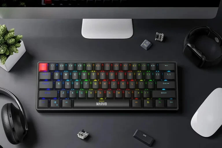 Геймърска механична клавиатура Marvo Saber 61 KG933G White - 61 keys, Red Switches [Linear]