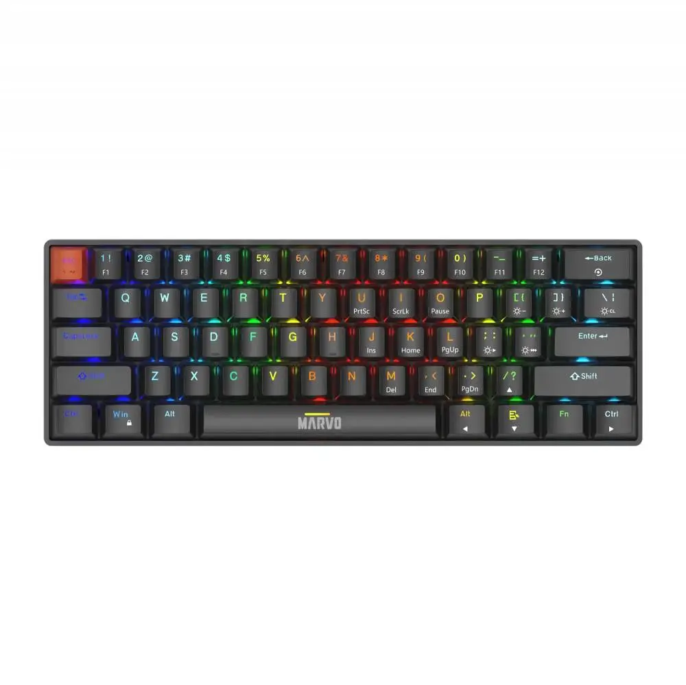 Teclado mecánico gamer Marvo Saber 61 KG933G - 61 teclas, Interruptores Rojos [Lineales]