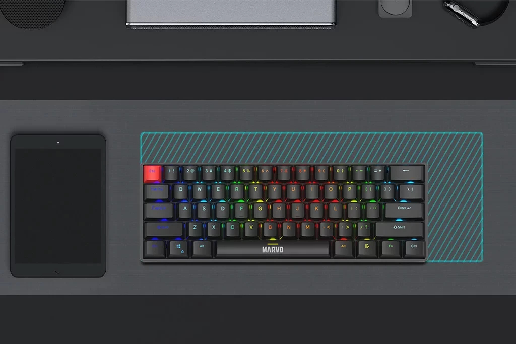 Геймърска механична клавиатура Marvo Saber 61 KG933G - 61 keys, Red Switches [Linear]