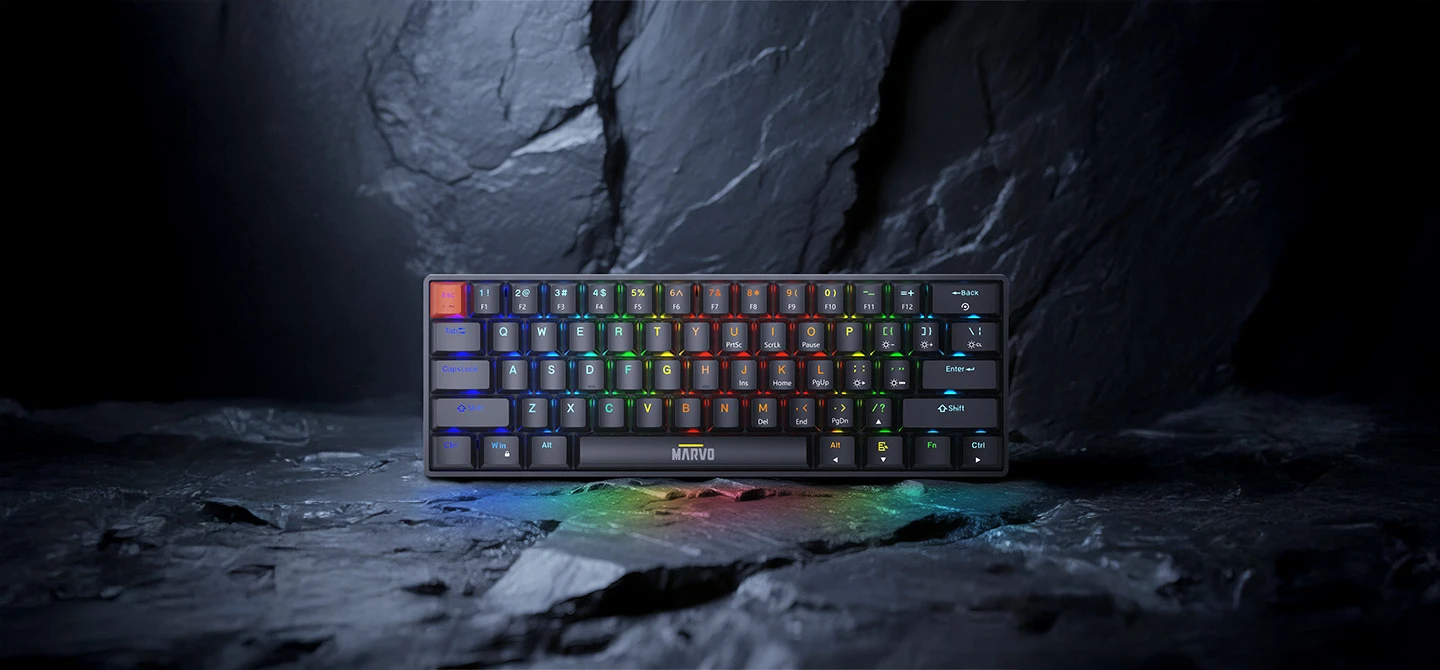 Геймърска механична клавиатура Marvo Saber 61 KG933G - 61 keys, Red Switches [Linear]