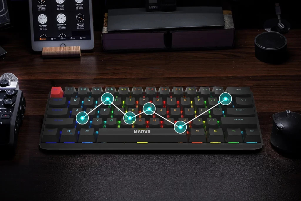 Геймърска механична клавиатура Marvo Saber 61 KG933G - 61 keys, Red Switches [Linear]