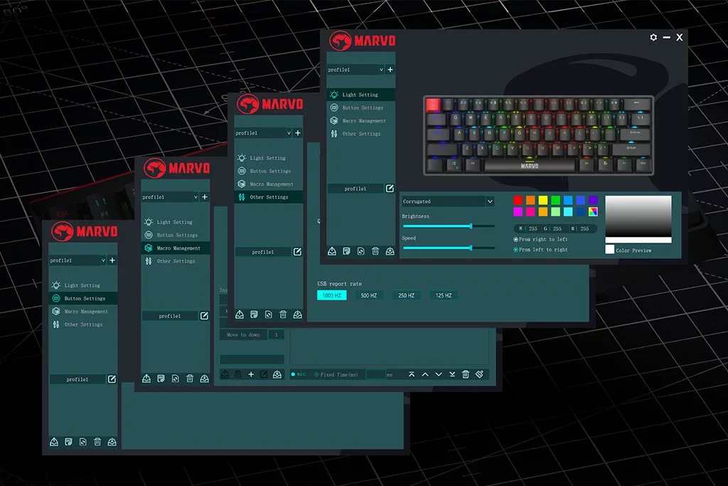 Геймърска механична клавиатура Marvo Saber 61 KG933G - 61 keys, Red Switches [Linear]