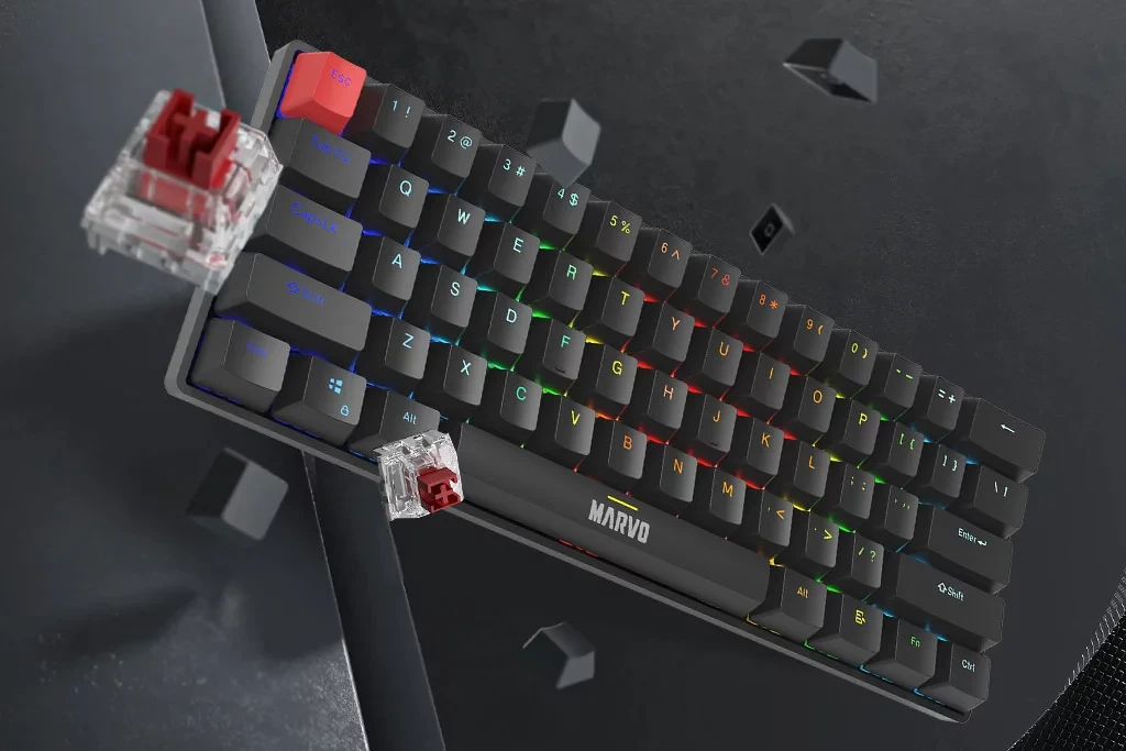 Геймърска механична клавиатура Marvo Saber 61 KG933G - 61 keys, Red Switches [Linear]