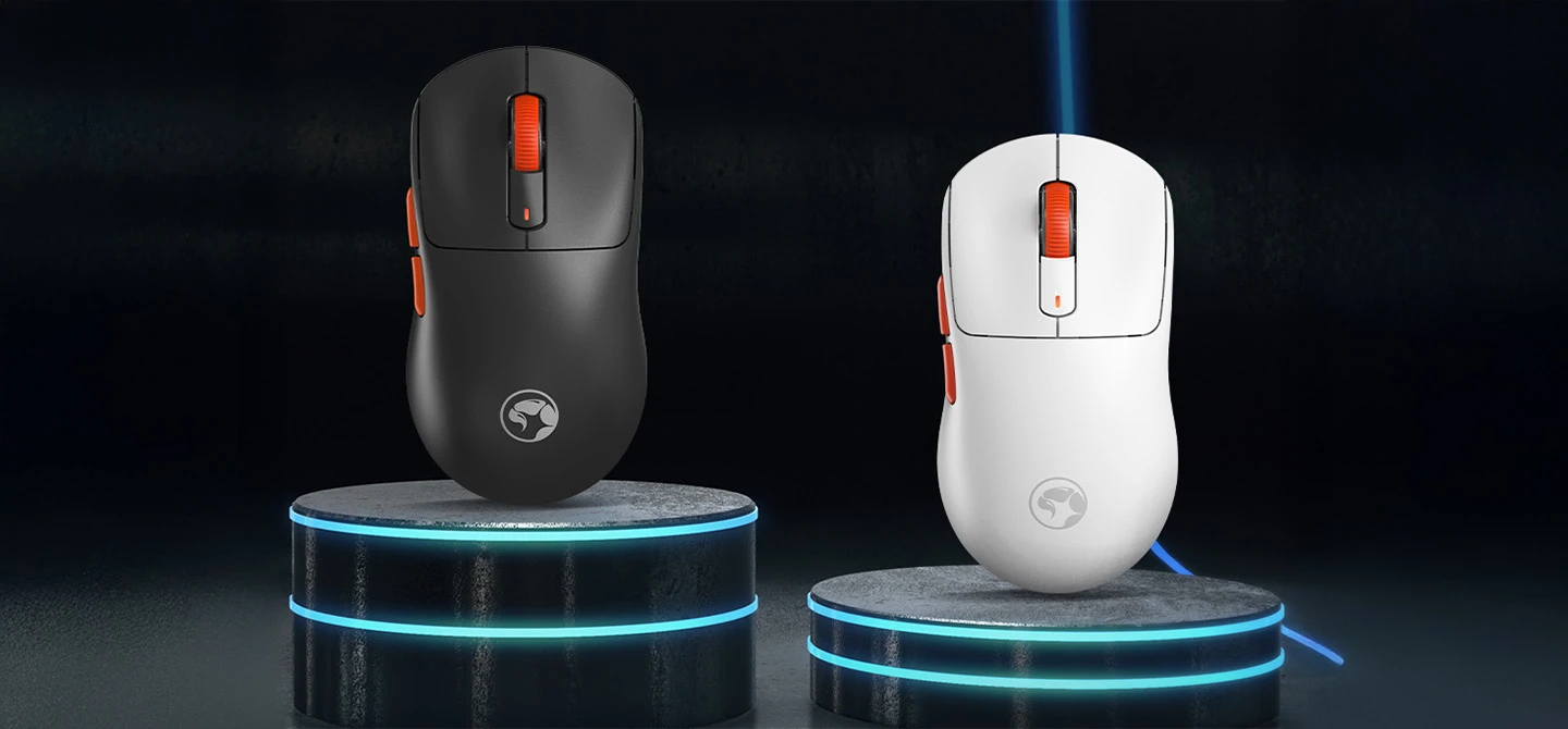 Souris gamer sans fil Marvo Niro 60W G964W Blanc - Bluetooth, 2.4G, 12000dpi