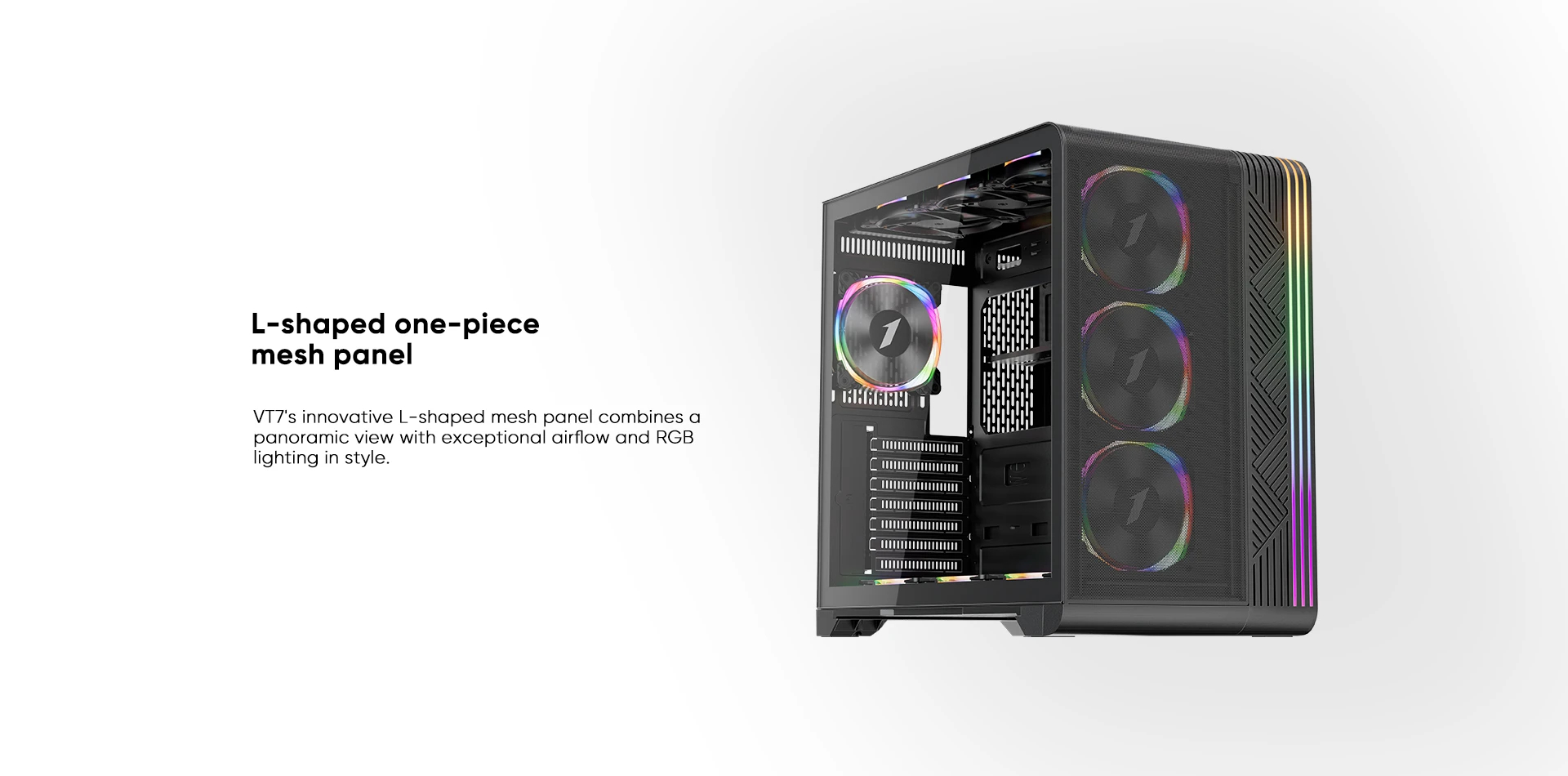 Кутия 1stPlayer VT7-BK USB-C Mesh ARGB Case ATX