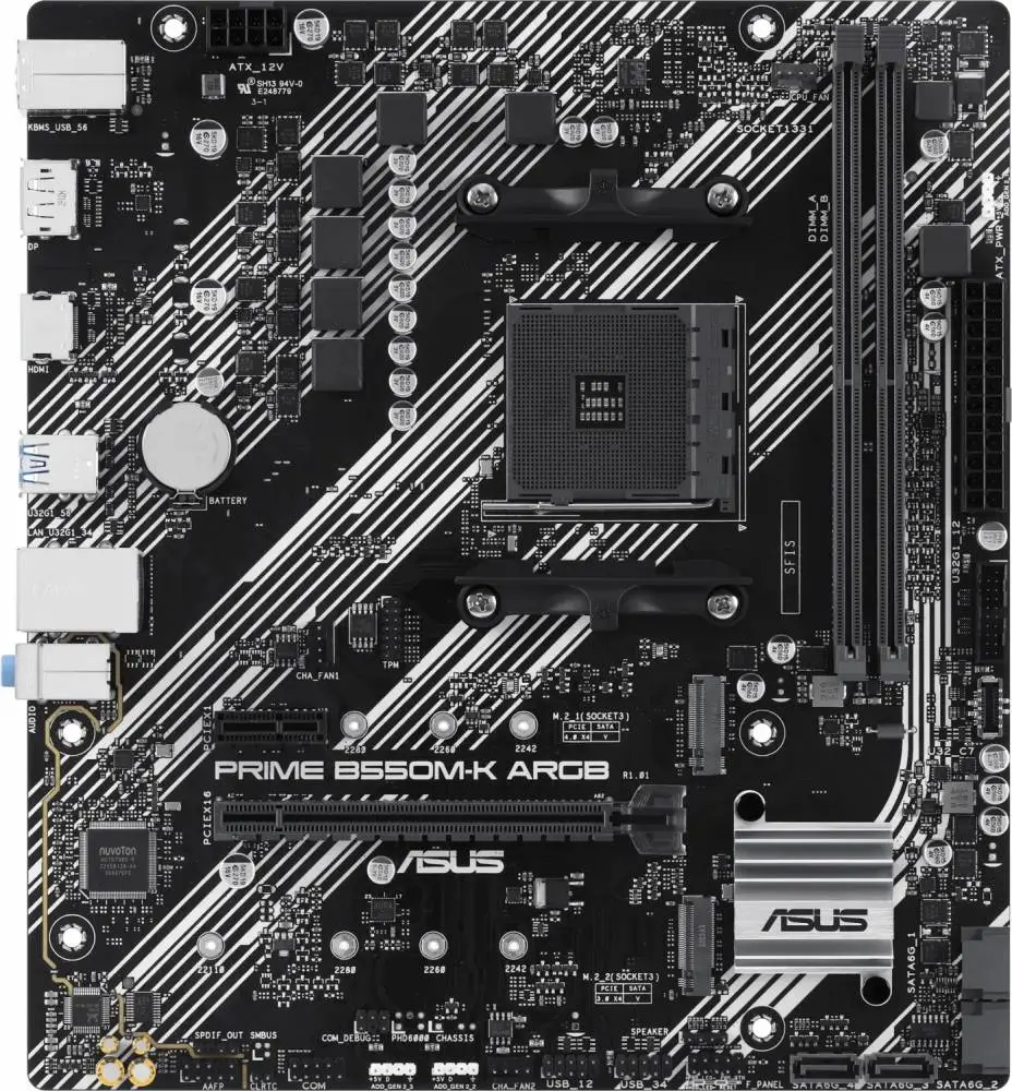 Дънна платка ASUS PRIME B550M-K ARGB AM4