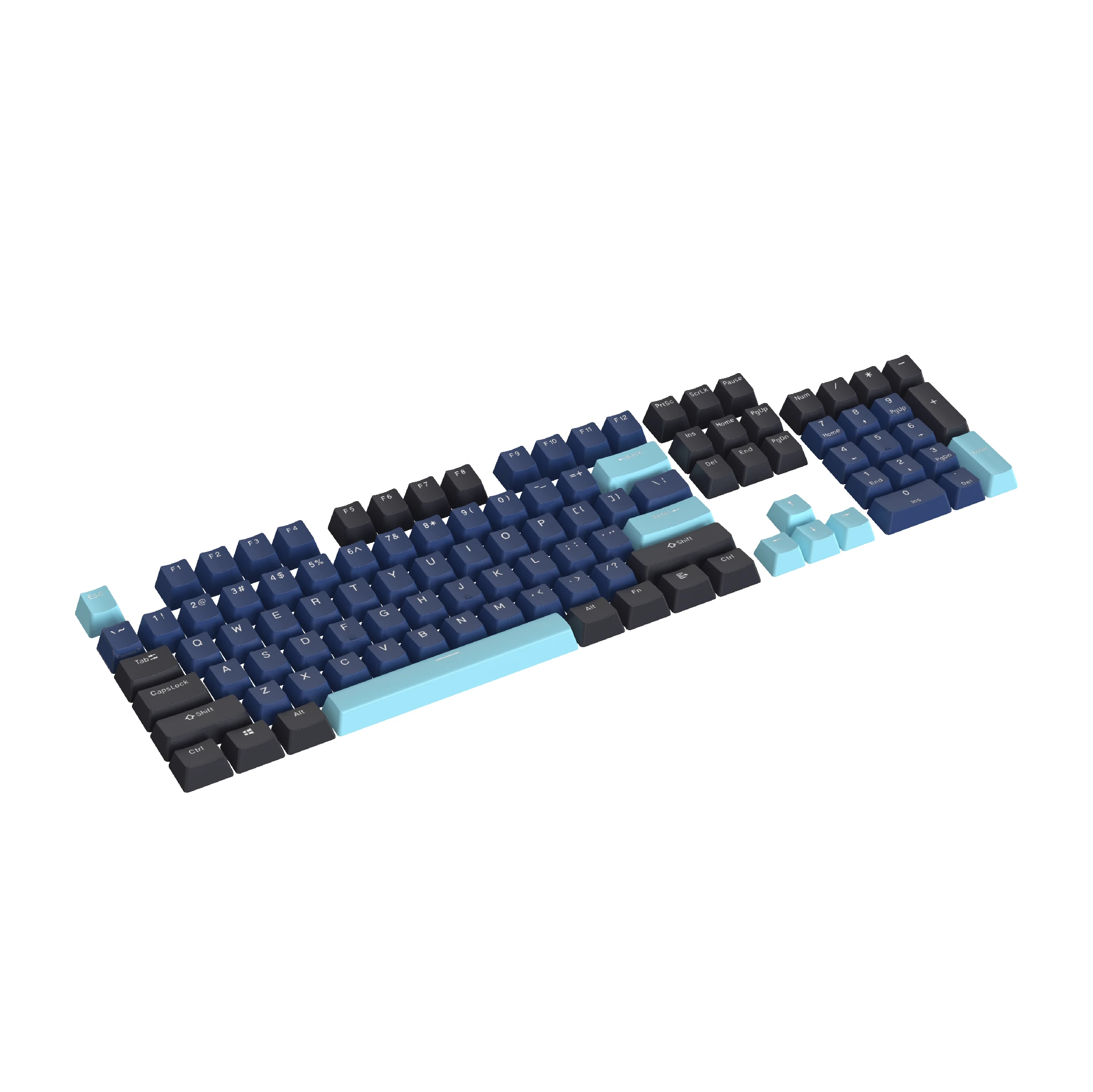 Marvo капачки за клавиатура Custom Keycap Set PBT, 104 keys, Dark Blue, Black, Cyan - MARVO-KP-01-BL