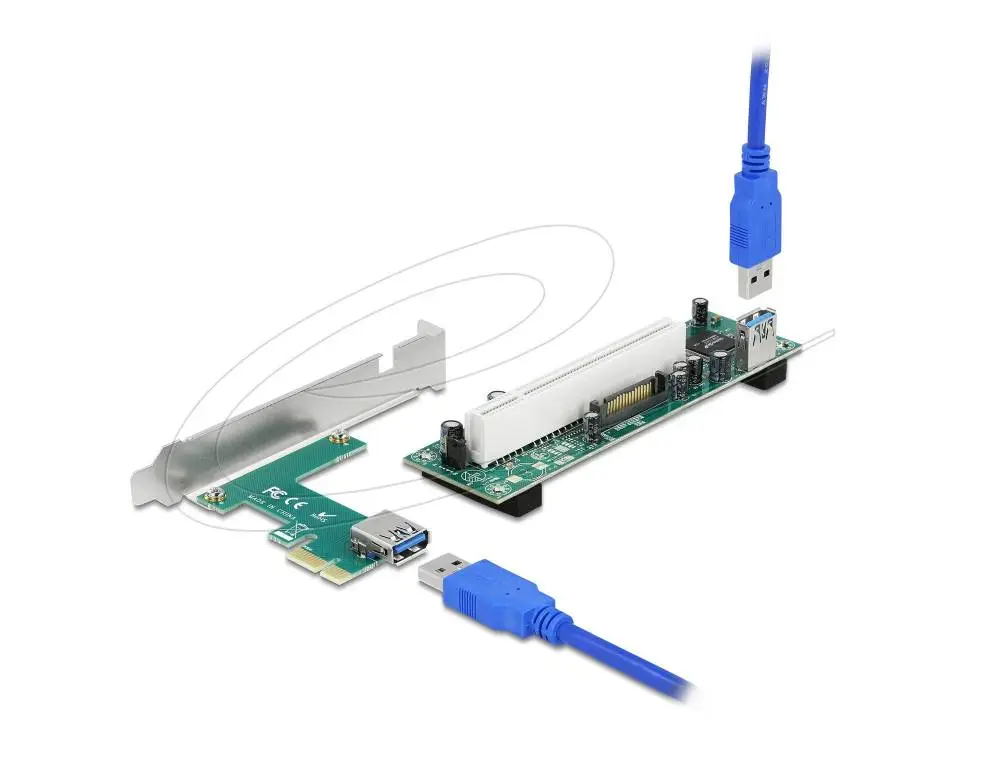 Delock Riser-Karte PCI Express Karte x 1 zu 1 x PCI 32 Bit Slot mit 60 cm Kabel