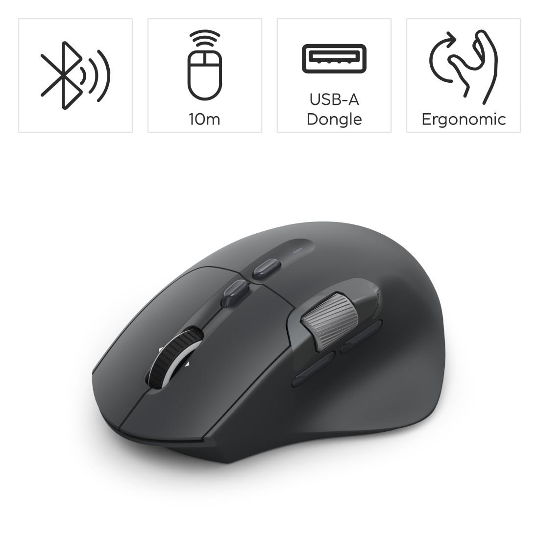 HAMA Maus „WM-900“ multifunktional, ergonomisch, Bluetooth, Batterie, RGB, schwarz