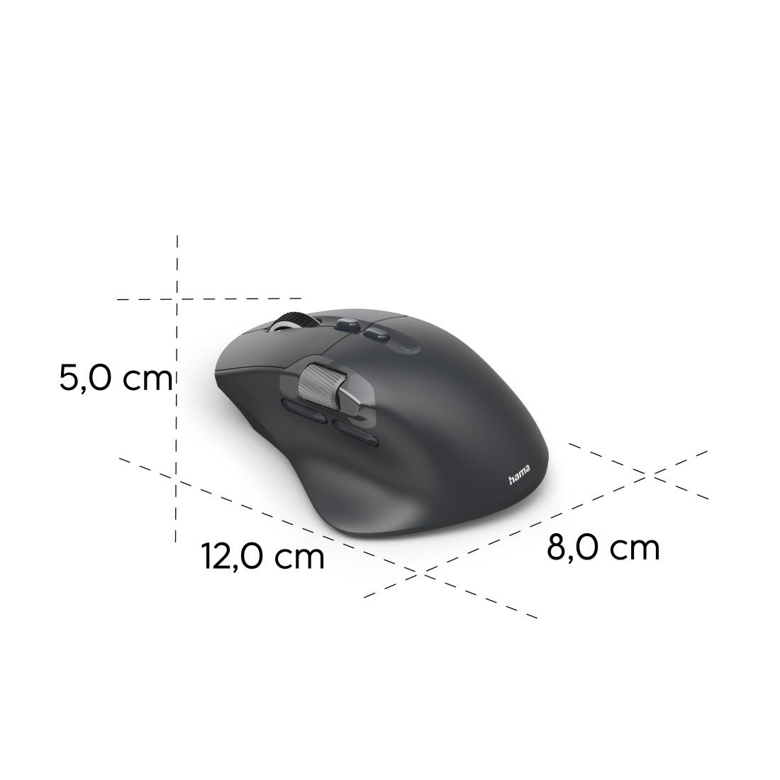 HAMA Maus „WM-900“ multifunktional, ergonomisch, Bluetooth, Batterie, RGB, schwarz