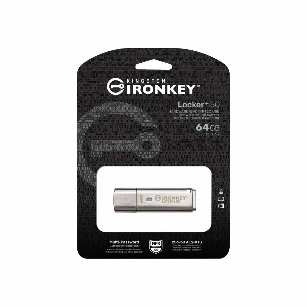 USB drive KINGSTON IronKey Locker+ 50 - 64GB XTS-AES 256-bit