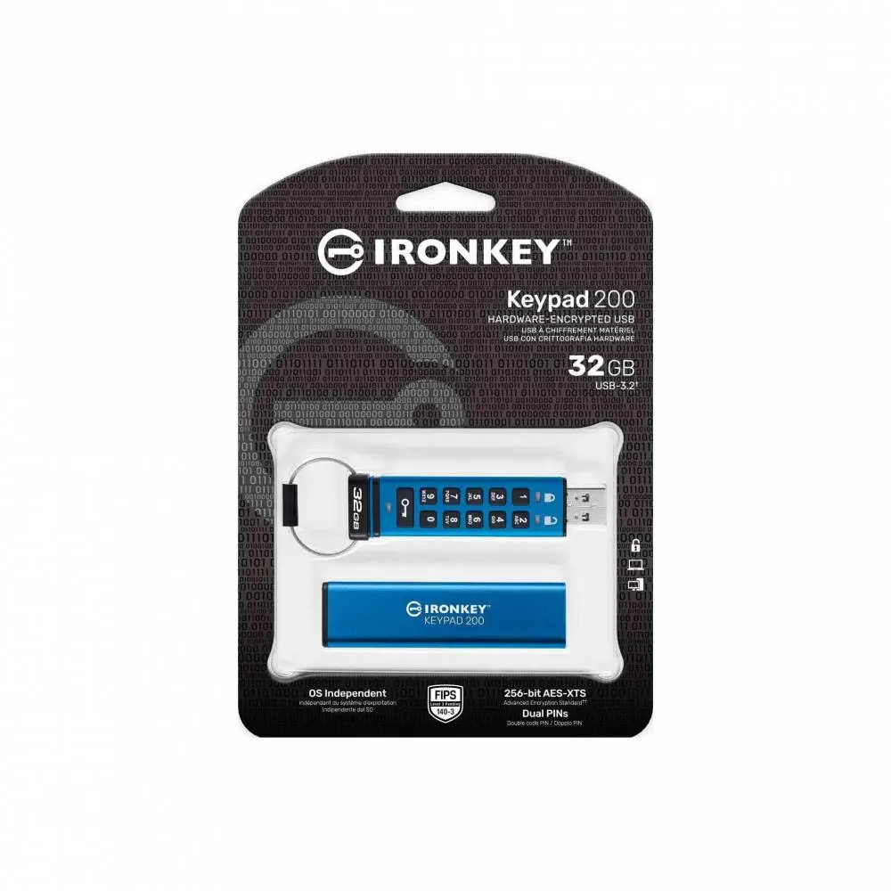 USB памет KINGSTON IronKey Keypad 200 - 32GB XTS-AES 256-bit