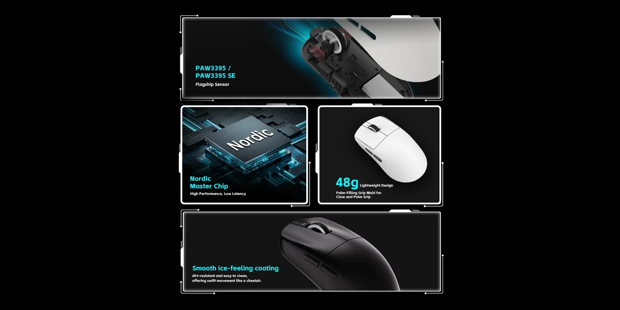 VXE професионална геймърска мишка Wireless Gaming Mouse Dragonfly R1 1K - Huano Ice Berry Pink Dot Switches, Black