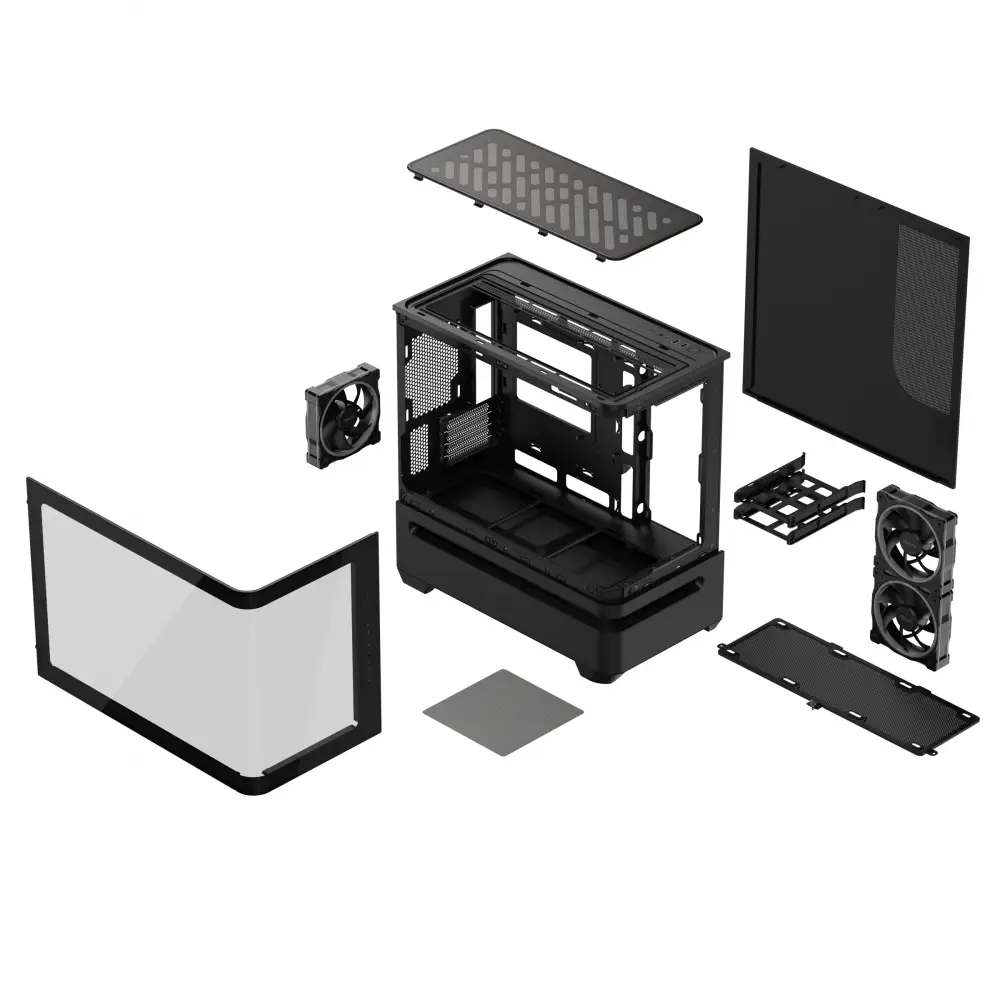 Кутия ASUS Prime AP202 ARGB mATX + 3 ARGB Вентилатора - Black