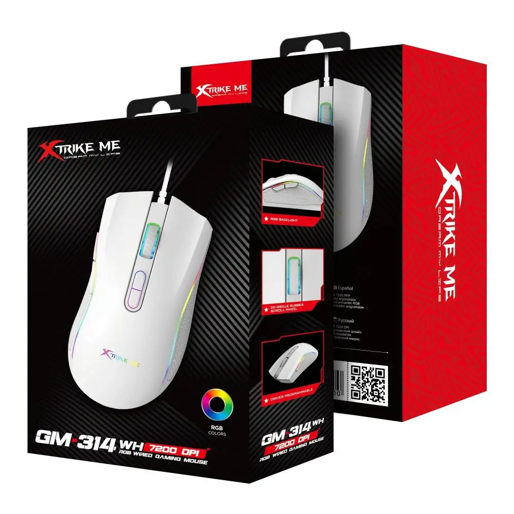 Xtrike ME ratón gaming Gaming Mouse GM-314 White - 7200dpi, RGB
