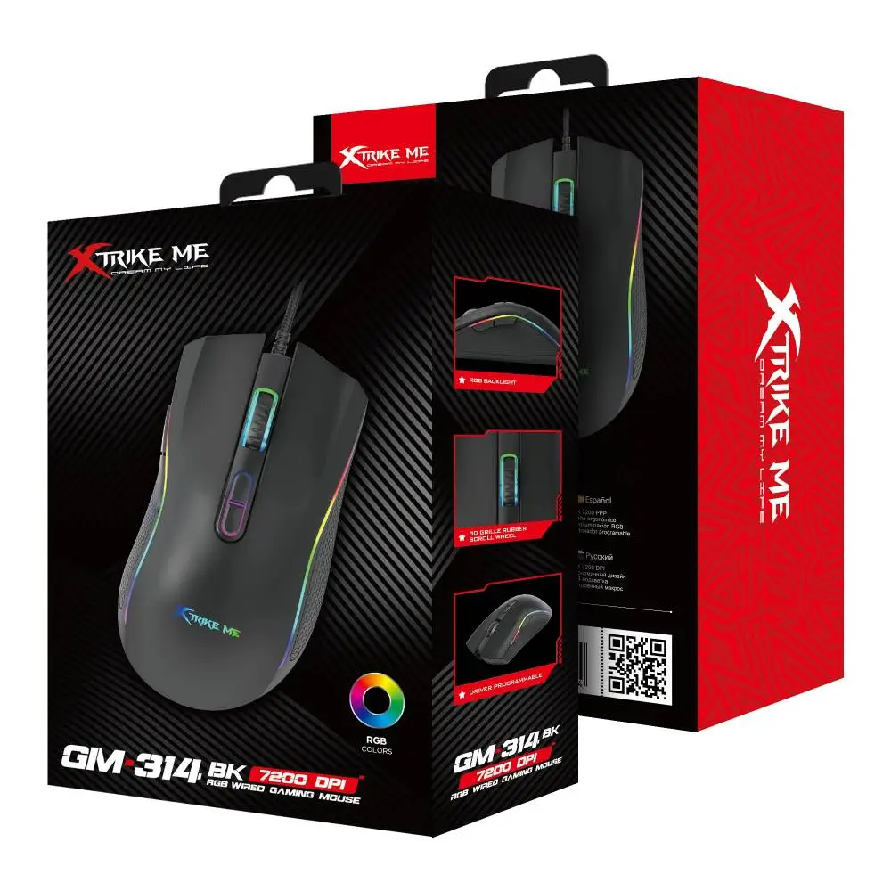 Xtrike ME ratón gaming Gaming Mouse GM-314 Black - 7200dpi, RGB