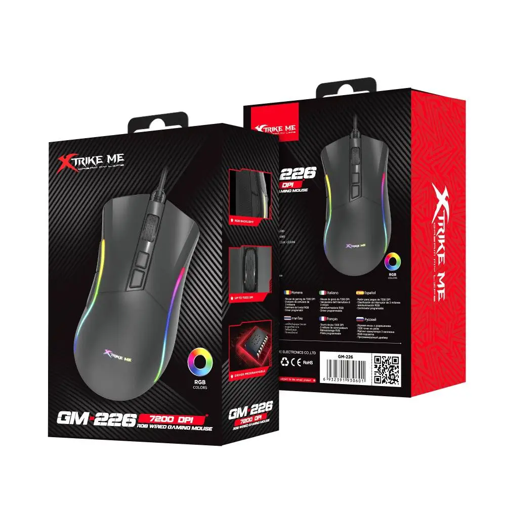 Xtrike ME ratón gaming Gaming Mouse GM-226 - 7200dpi, RGB