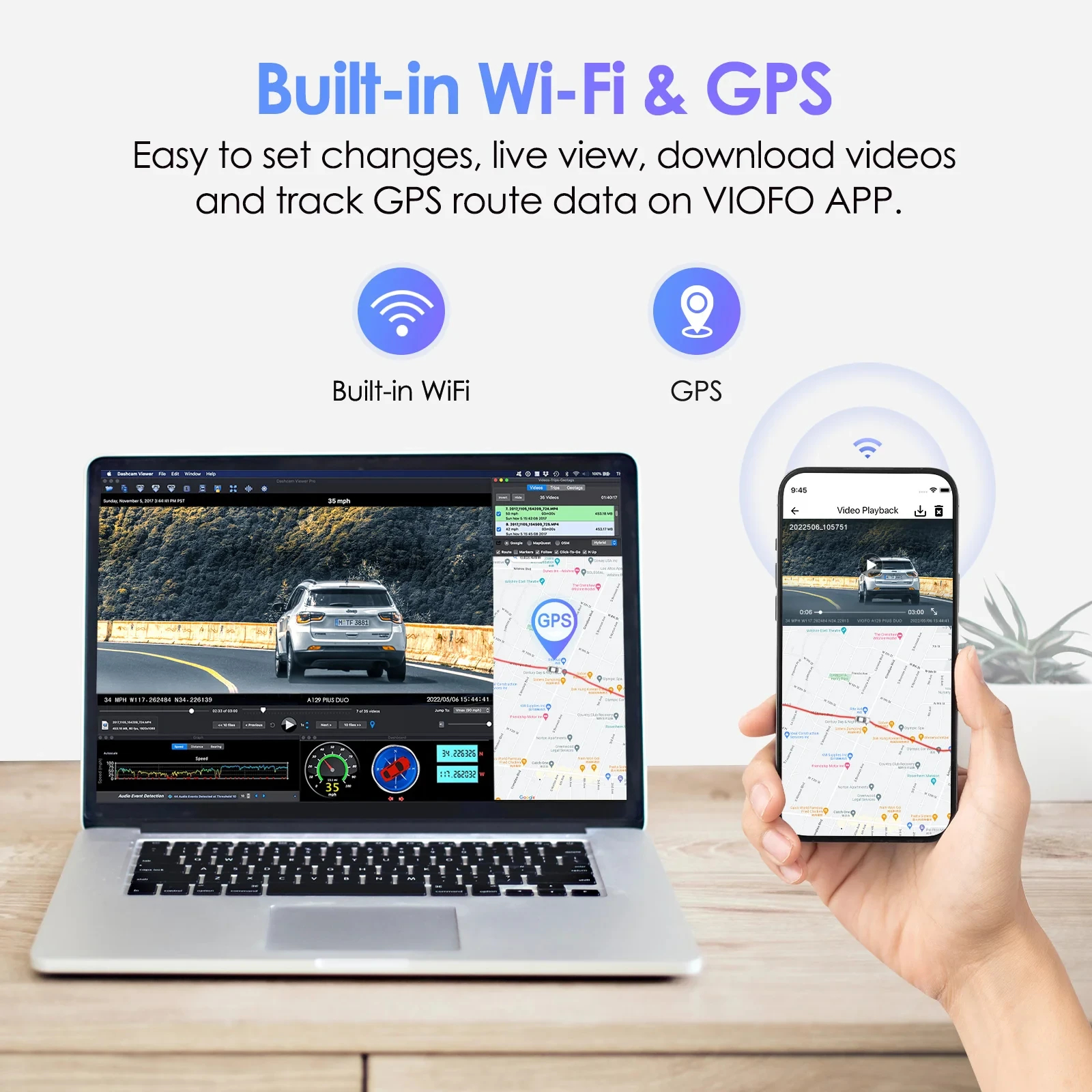 VIOFO Видеорегистратор Dash Cam A129 Plus - GPS, Sony STARVIS, 60 FPS