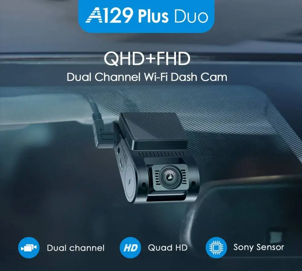 VIOFO Видеорегистратор Dash Cam A129 Plus DUO - GPS, Rear Cam included
