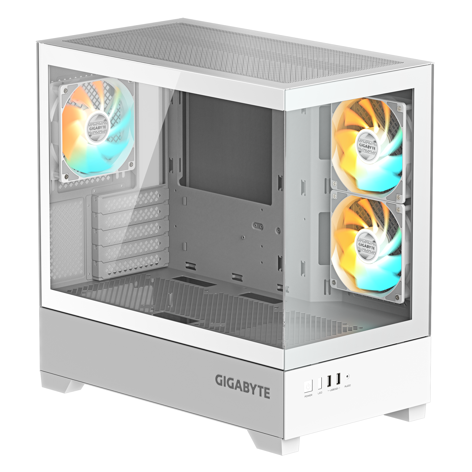 GIGABYTE C201 PANORAMIC ICE + 3 ARGB Fans Case