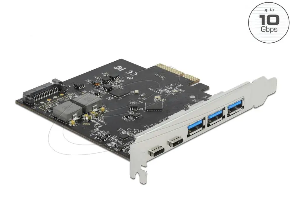 Мрежова карта Delock PCI Express x4 Card to 2 x USB Type-C&trade; + 3 x USB Type-A - SuperSpeed USB 10 Gbps