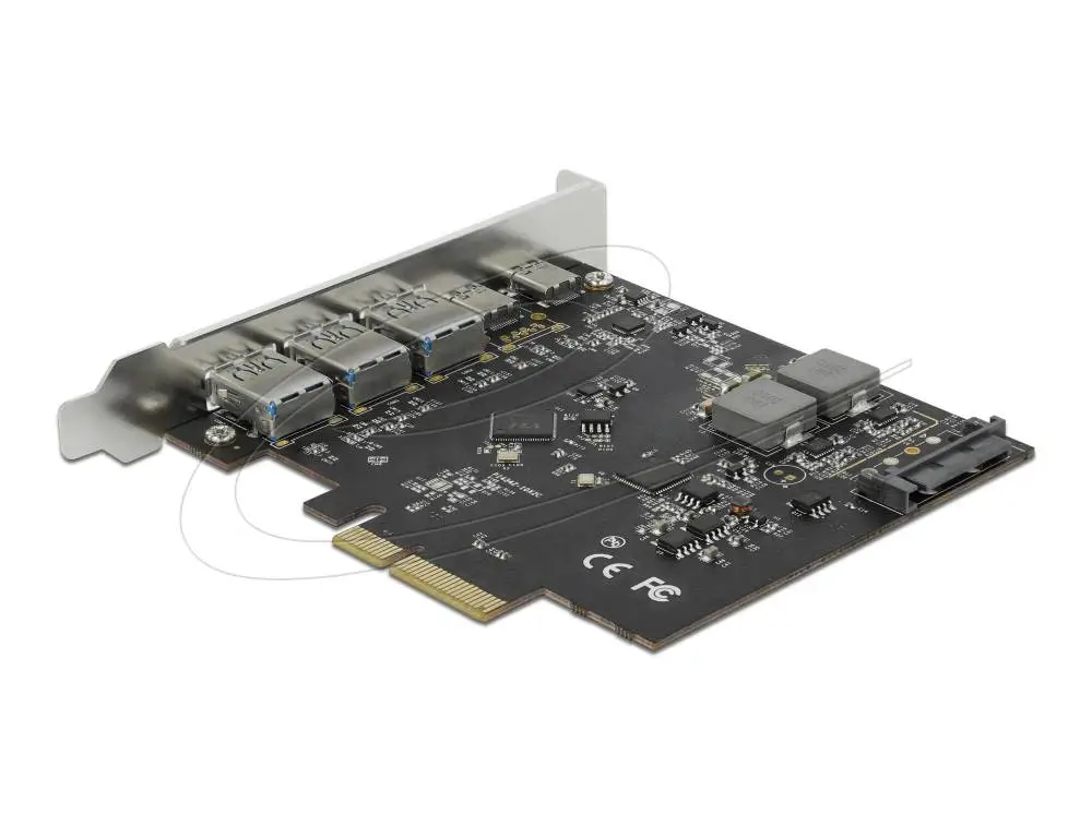 Мрежова карта Delock PCI Express x4 Card to 2 x USB Type-C&trade; + 3 x USB Type-A - SuperSpeed USB 10 Gbps