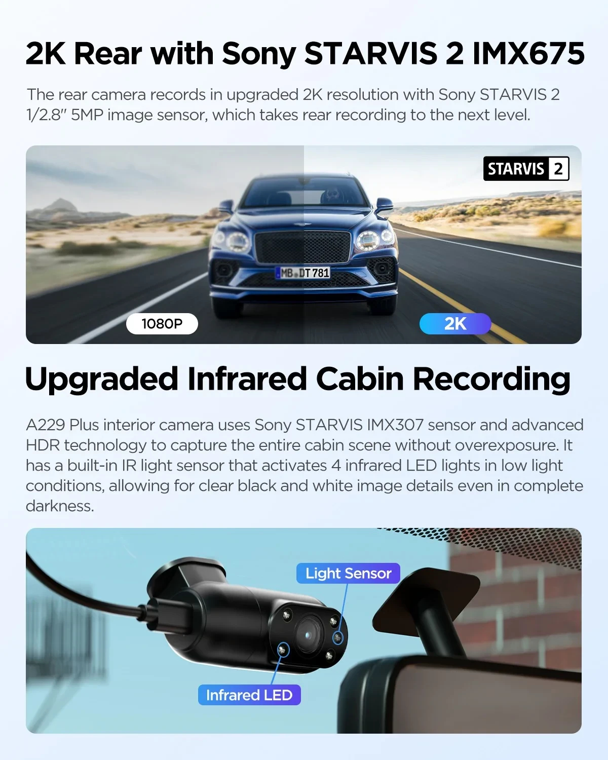 VIOFO Видеорегистратор Dash Cam A229 Plus 3 Channel - 2K, HDR, Sony STARVIS 2, GPS