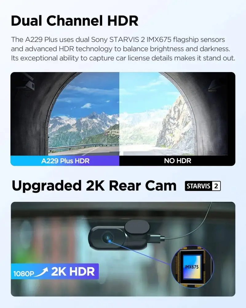 VIOFO Видеорегистратор Dash Cam A229 Plus 2 Channel - 2K, HDR, Sony STARVIS 2, GPS