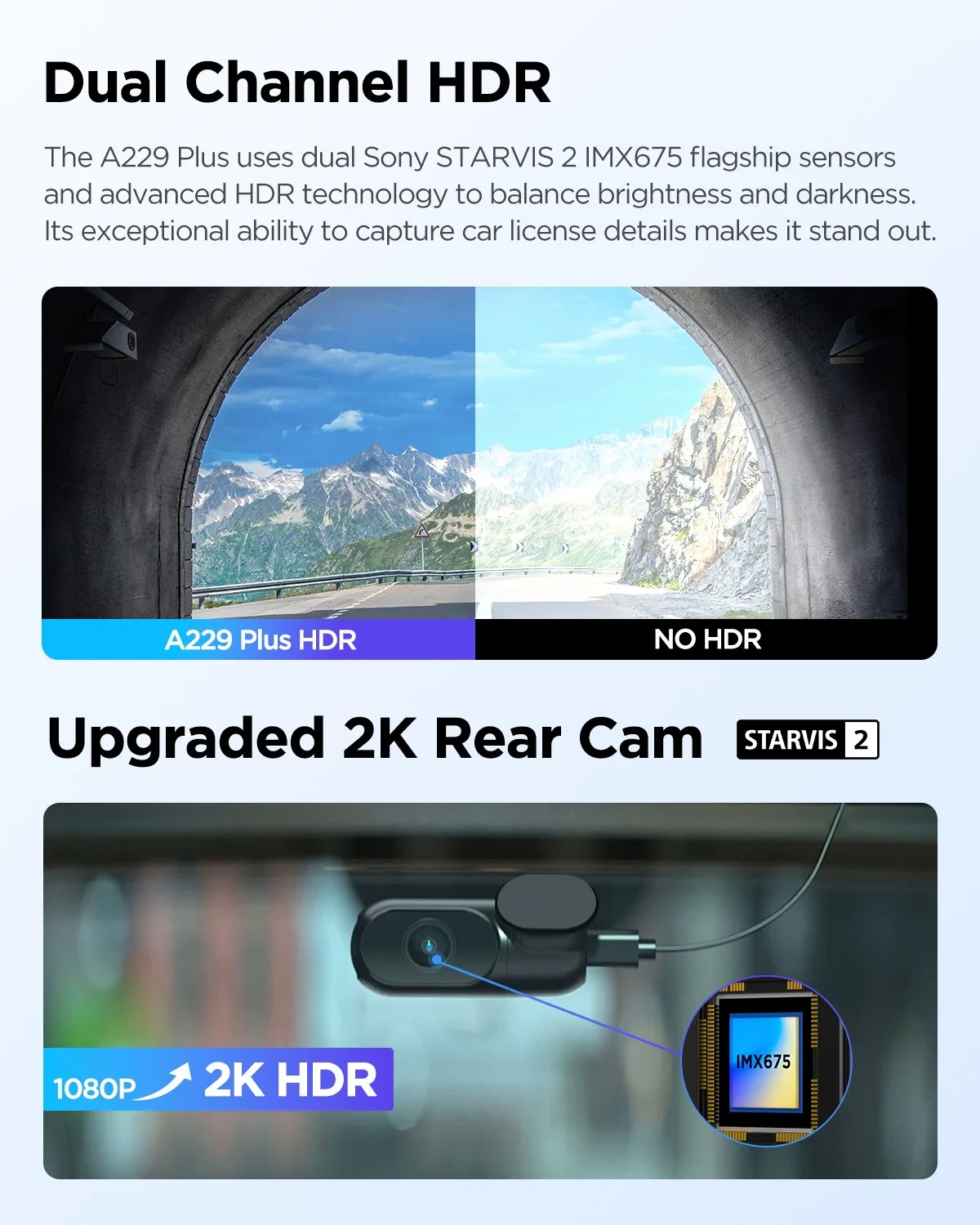 VIOFO Видеорегистратор Dash Cam A229 Plus 2 Channel - 2K, HDR, Sony STARVIS 2, GPS