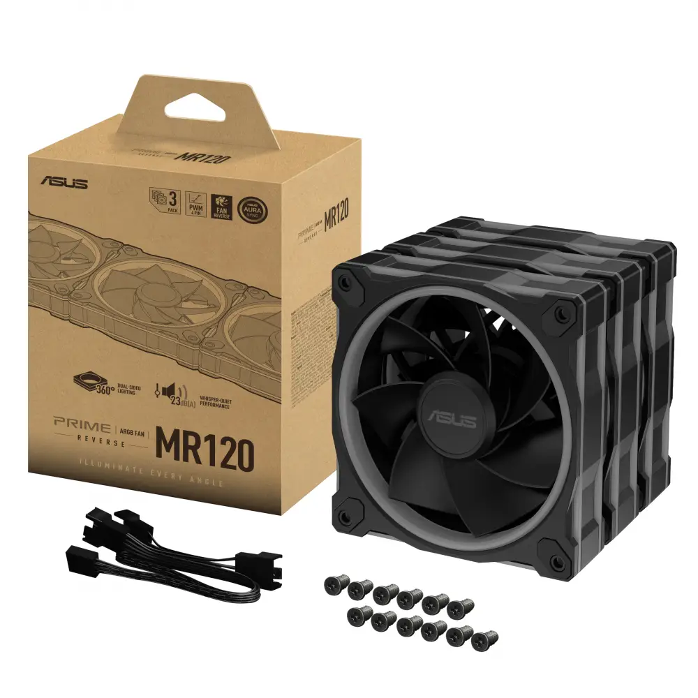 Комплект Вентилатори 3в1 ASUS PRIME MR120 ARGB Reverse Black Edition